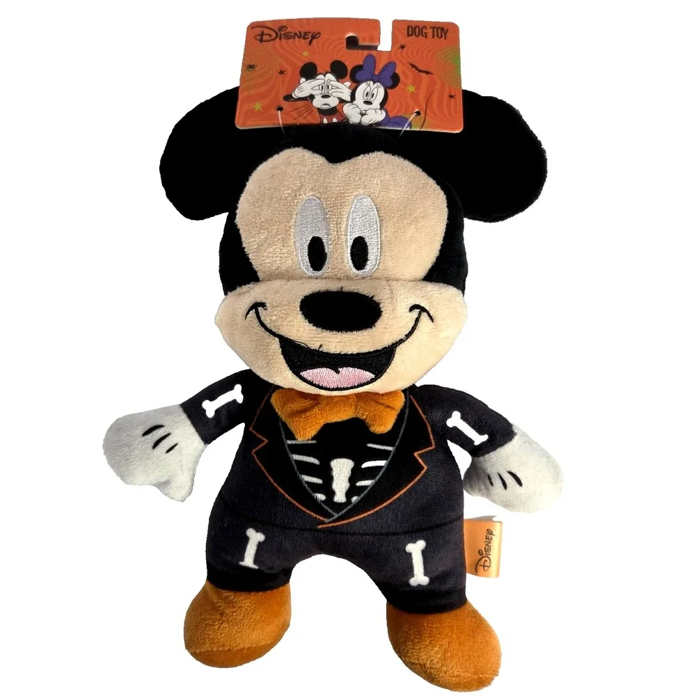 Disney Mickey Mouse Halloween Dog Toy Plush Skeleton Costume 10.5 Inch New